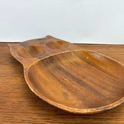 Vintage houten schaaltje uil