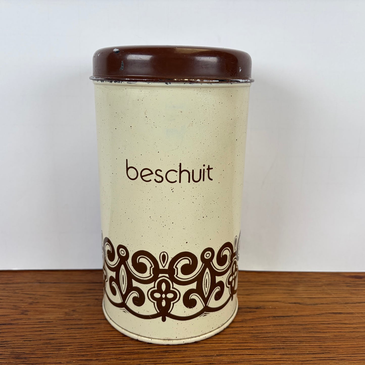 Vintage Brabantia beschuitbus creme bruin
