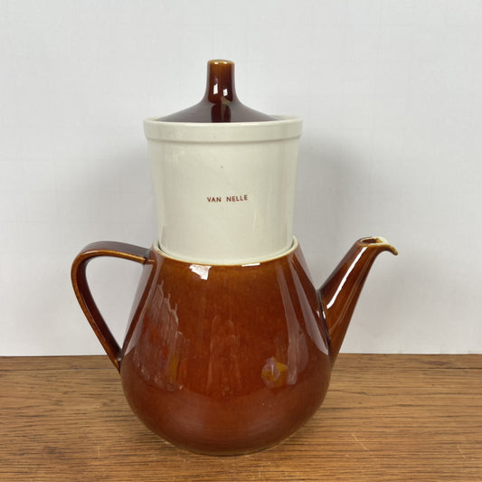 Vintage bruine Van nelle koffiepot met filter