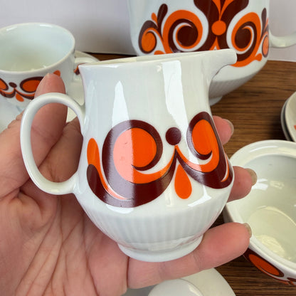 Vintage Colditz koffieservies oranje bruin