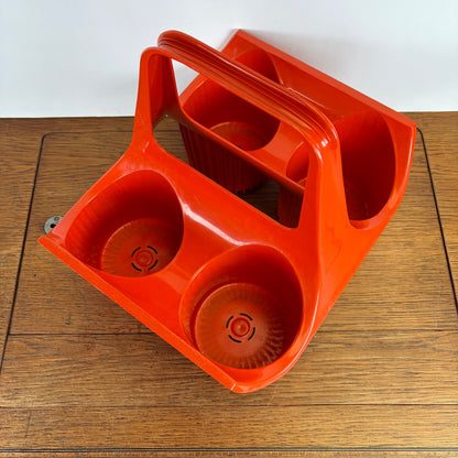 Vintage oranje flessenrek Curver