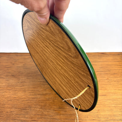 Vintage ovale spiegel groene kunststof lijst