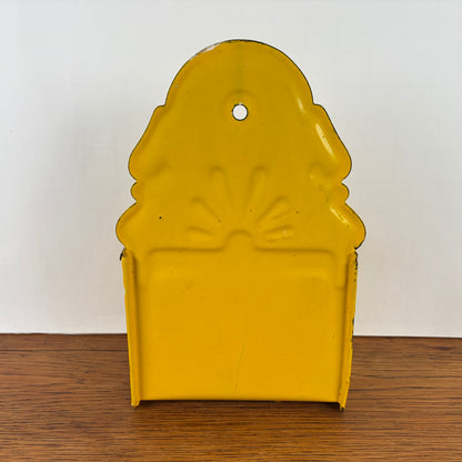 Vintage emaille zoutpot geel