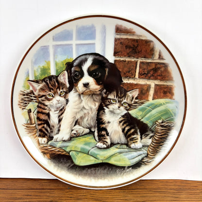 Vintage sierbord kittens en puppy