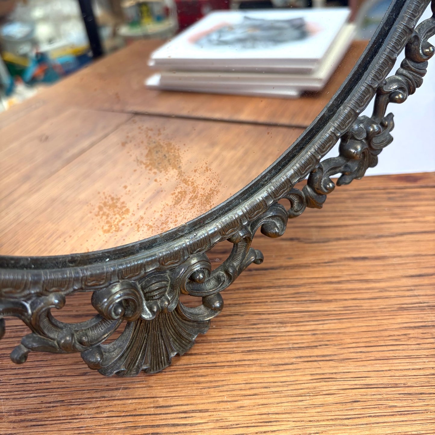 Vintage ovale barok spiegel