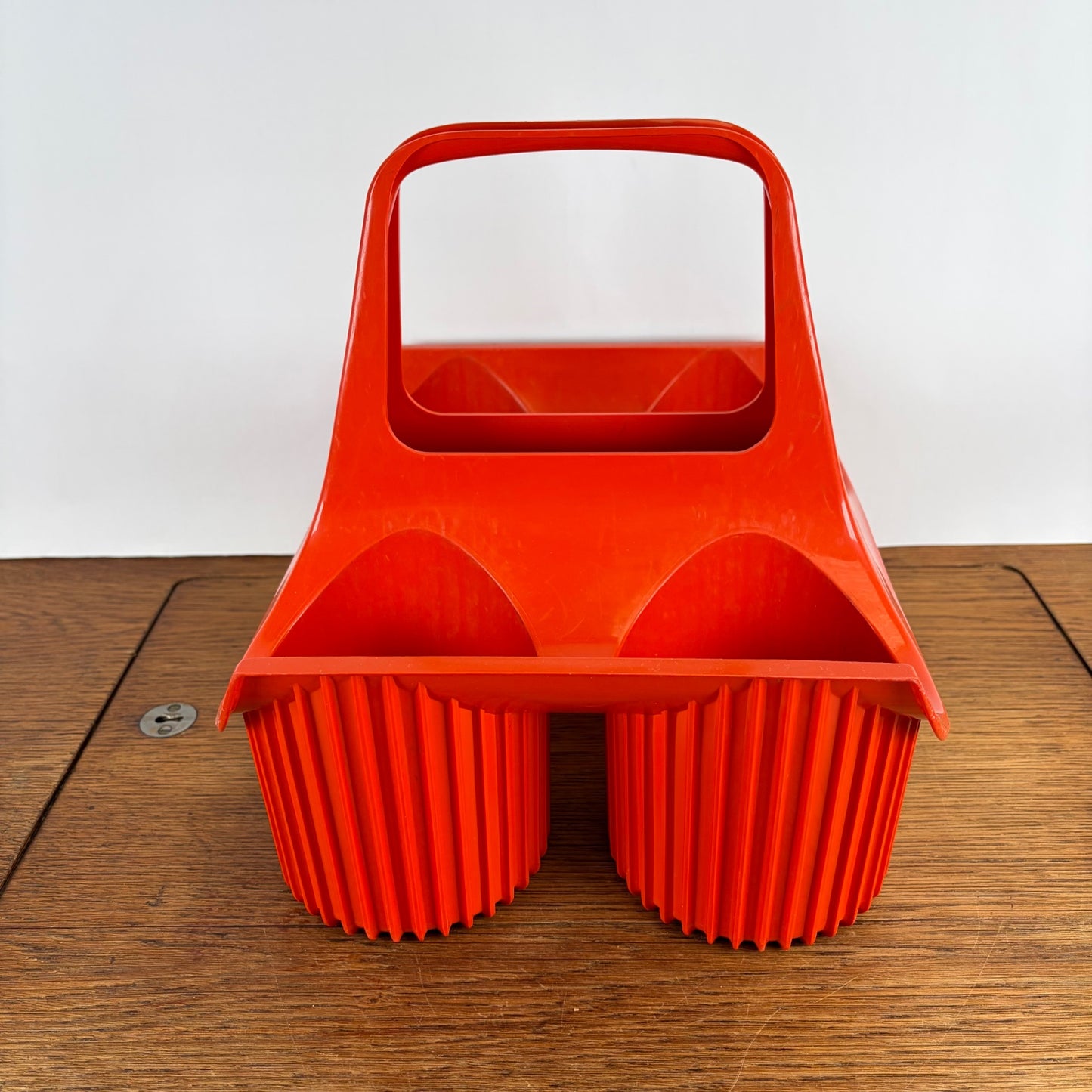 Vintage oranje flessenrek Curver