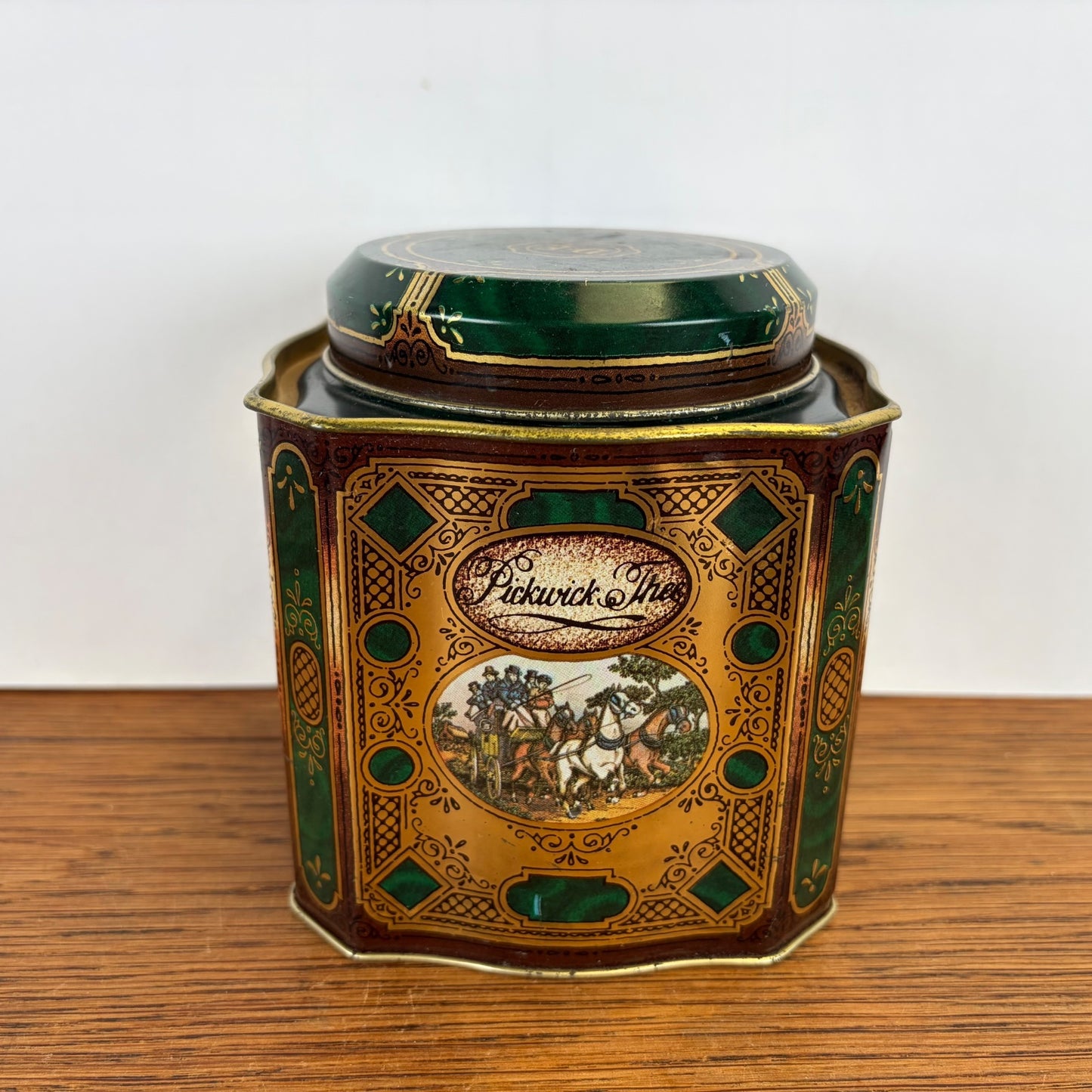 Vintage Pickwick Thee blik Douwe Egberts groen goud