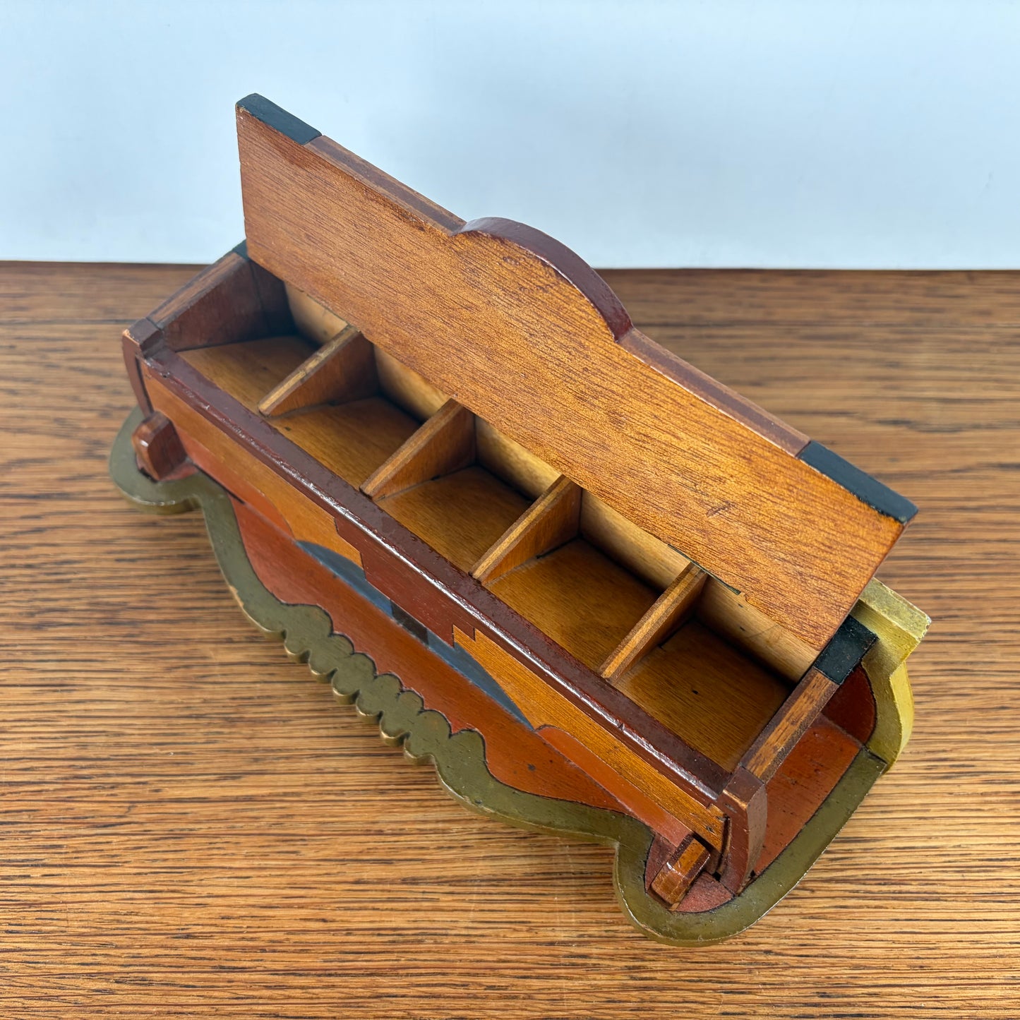 Vintage houten postzegel doosje