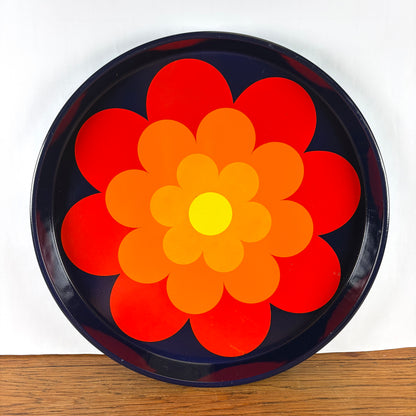 Vintage jaren 70 dienblad bloem