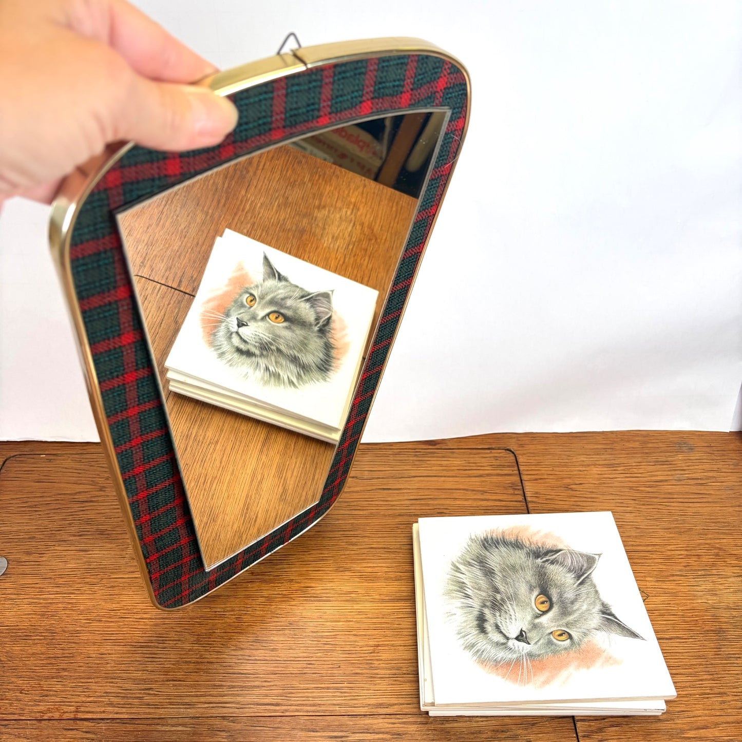Vintage wandspiegel tartan