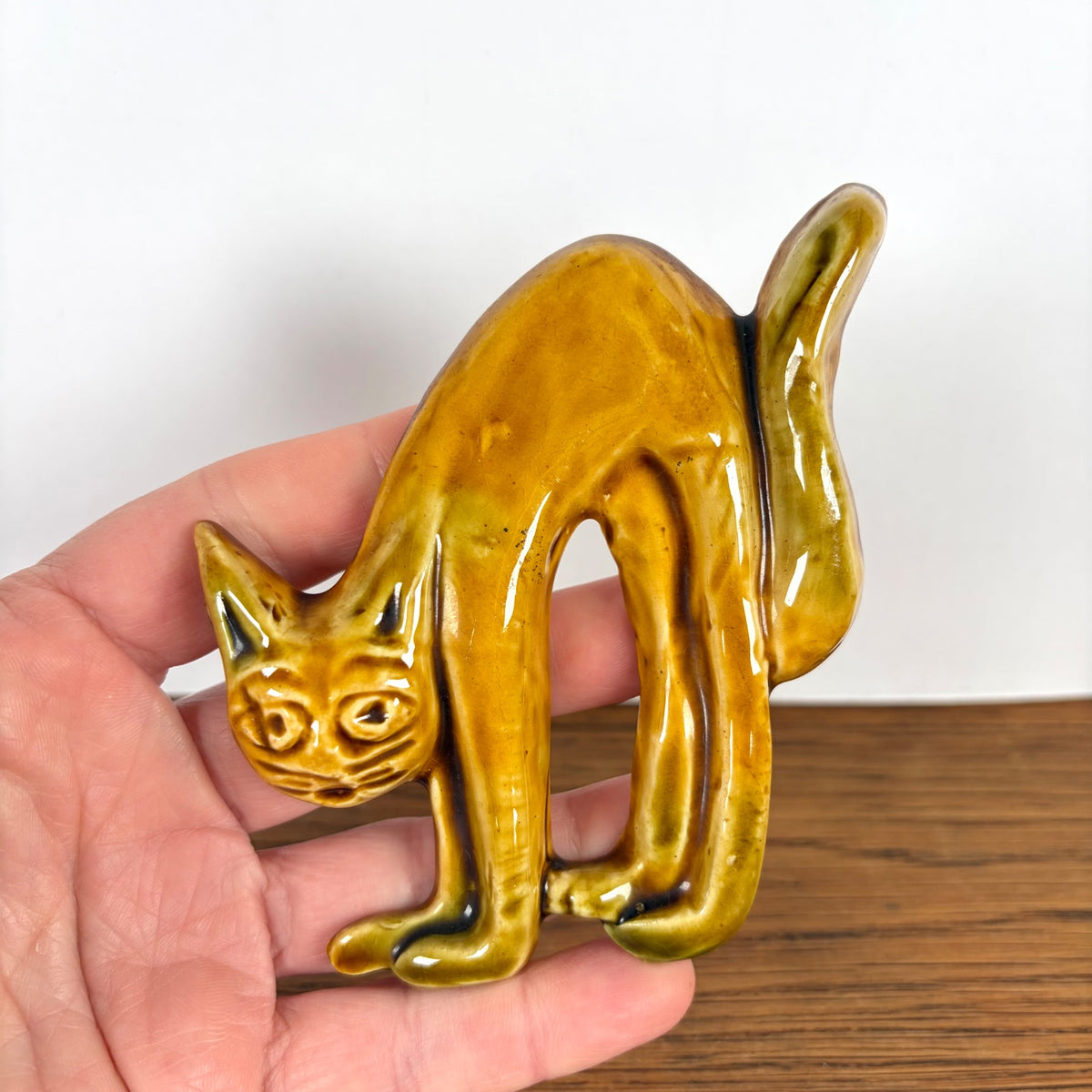 Vintage keramieken muurhanger kat