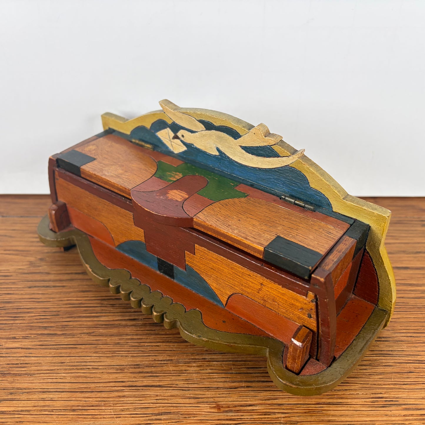 Vintage houten postzegel doosje