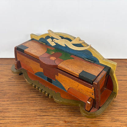 Vintage houten postzegel doosje