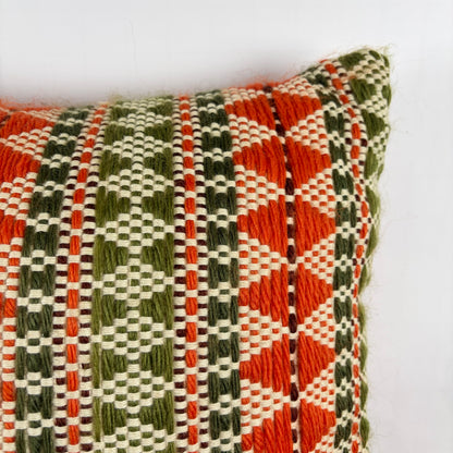 Vintage kussen oranje groen