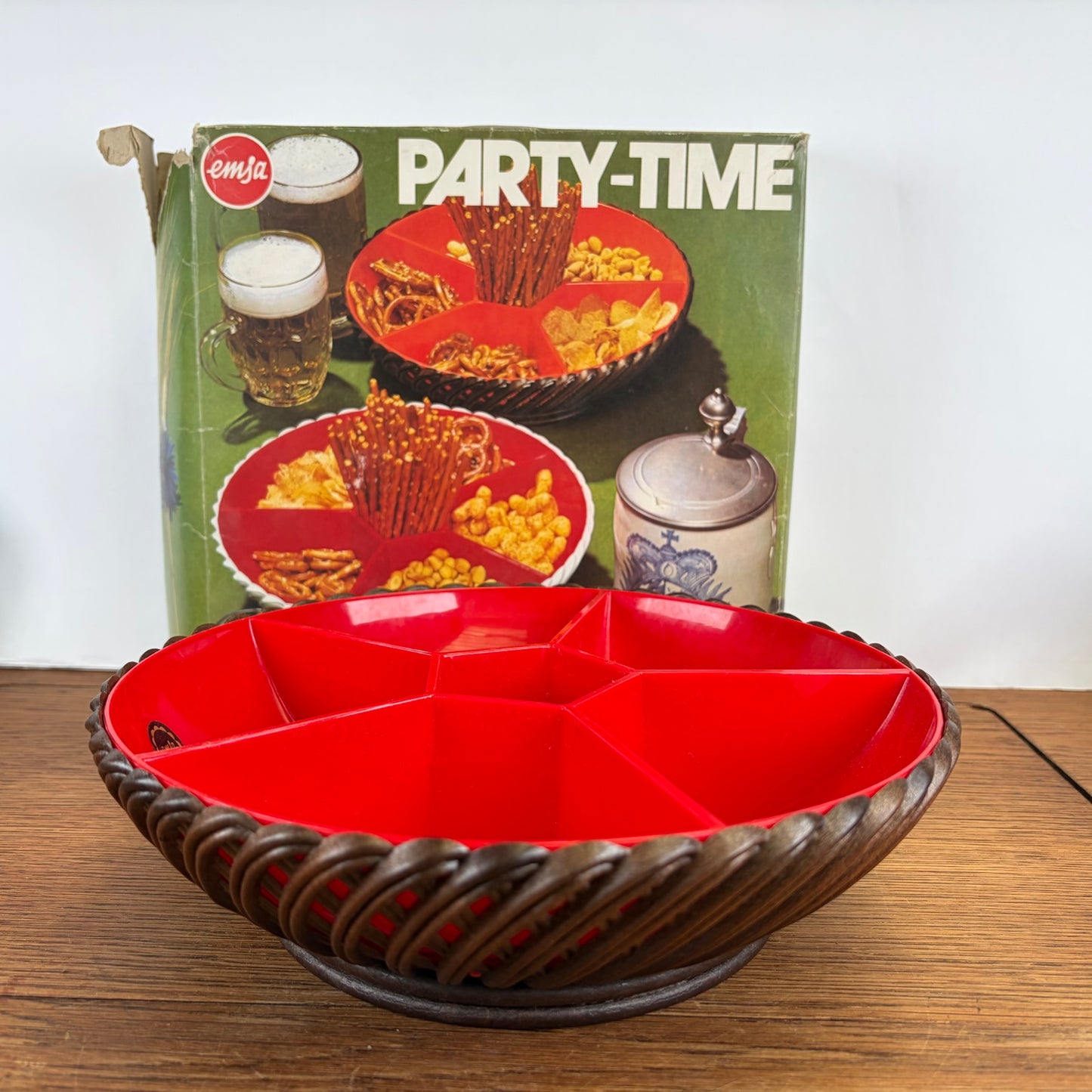 Vintage Emsa snackschaal rood met originele doos