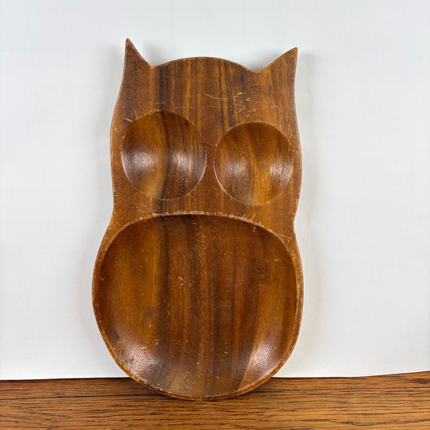 Vintage houten schaaltje uil