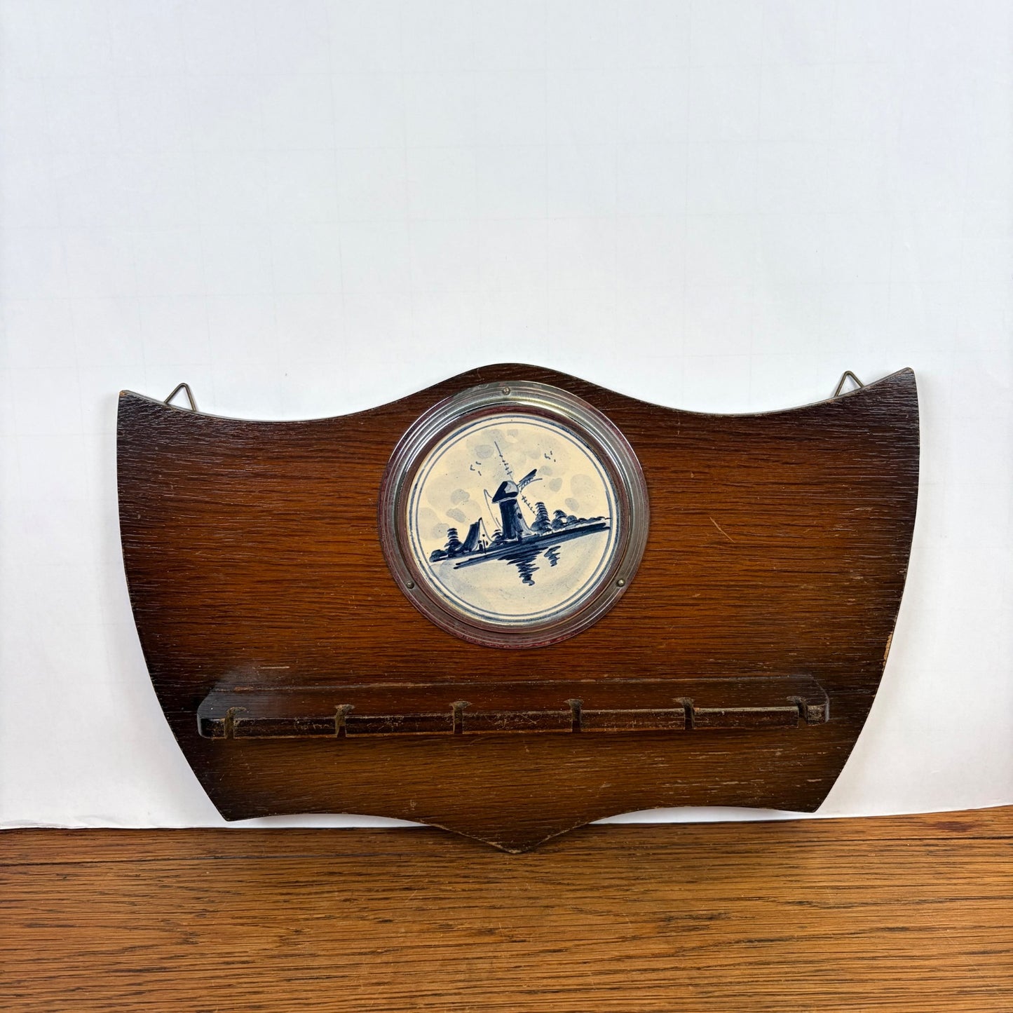 Vintage houten lepelrekje met molen