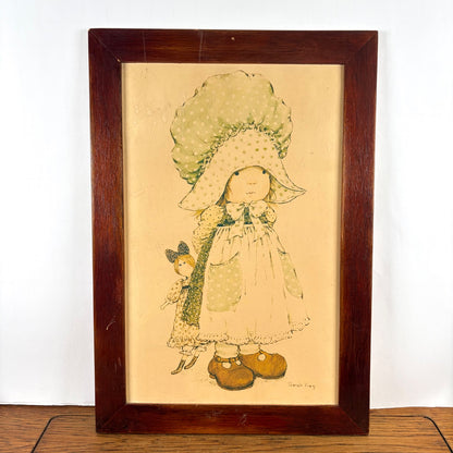Vintage Sarah Kay tekening in lijst