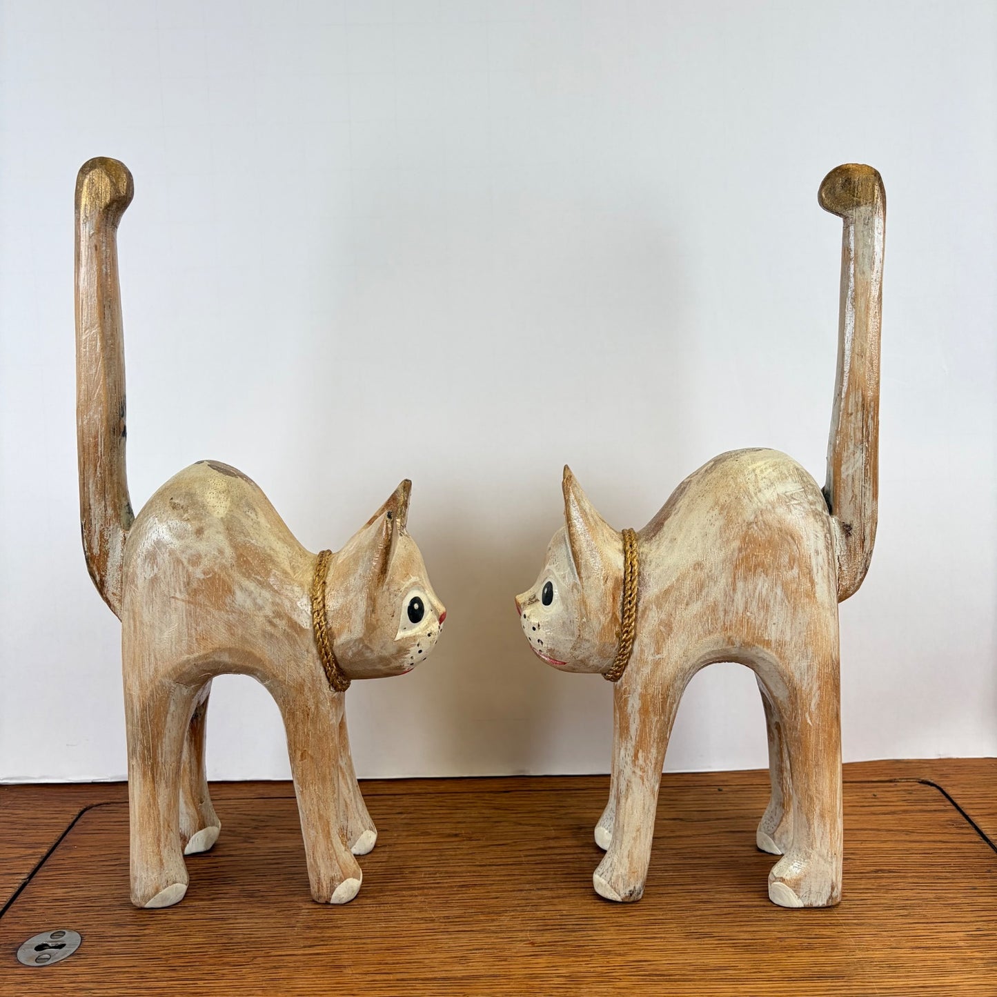 Vintage houten katten set