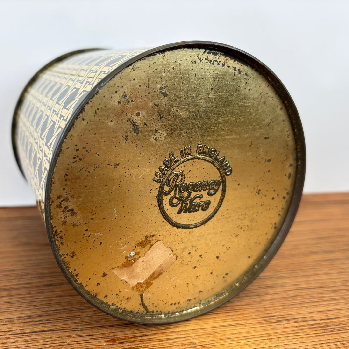 Vintage blik vlechtwerk motief bruin creme