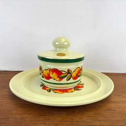 Vintage Emsa bord en potje appelmotief