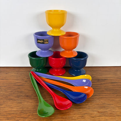 Vintage Emsa eierdopjes met lepeltjes