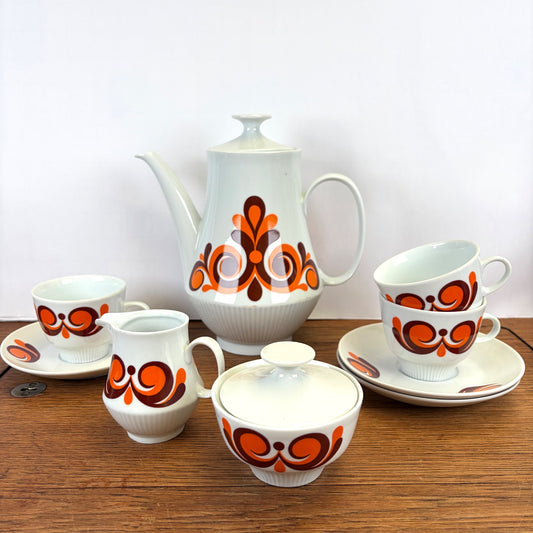 Vintage Colditz koffieservies oranje bruin