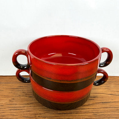 Vintage soepkommen rood bruin
