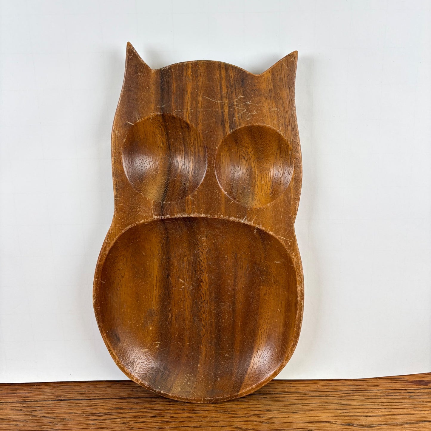 Vintage houten schaaltje uil