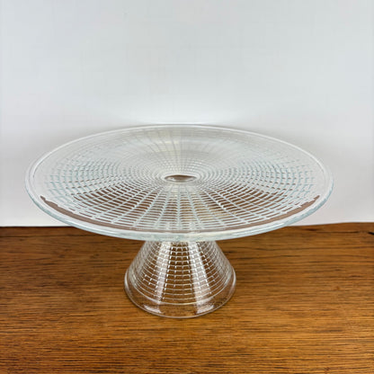 Vintage glazen taartschaal op voet