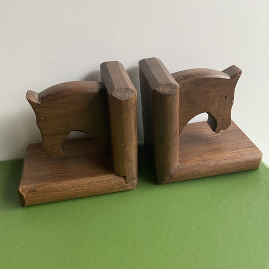Houten boekensteunen paarden