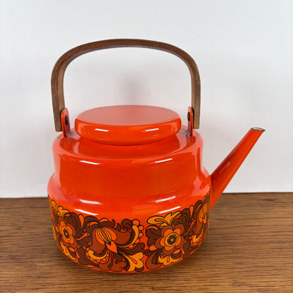 Vintage emaille theepot oranje