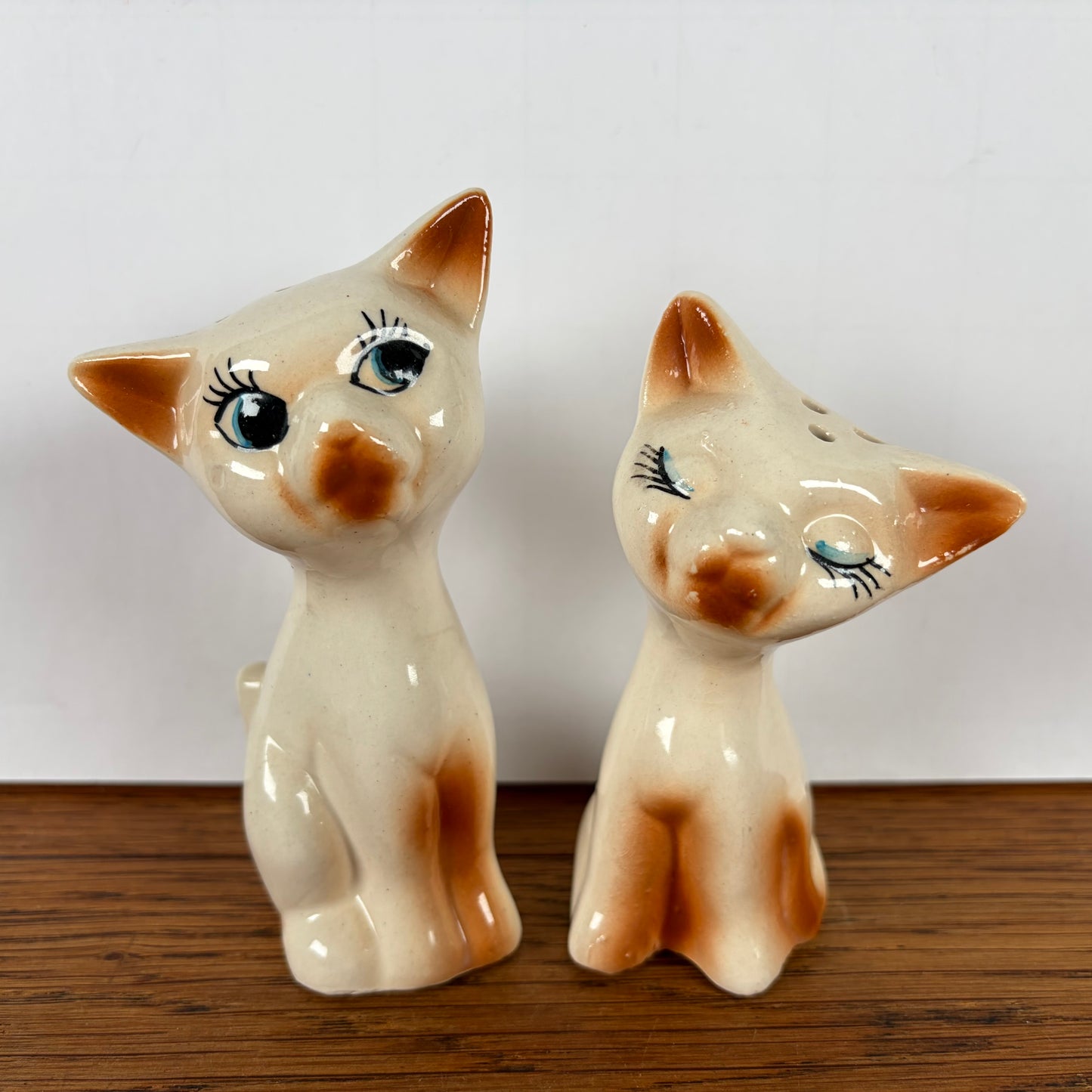 Vintage peper en zoutstel bruine katten