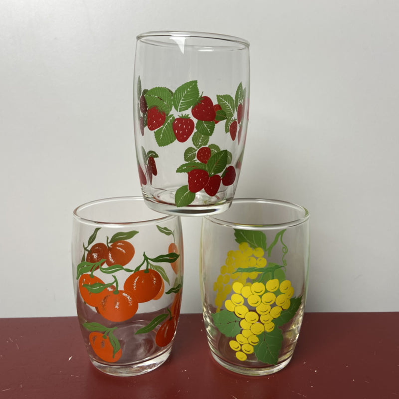 3 vintage fruitglaasjes