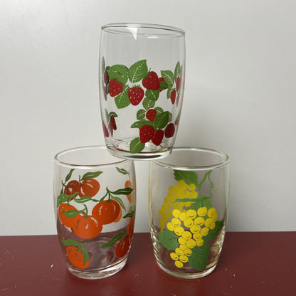 3 vintage fruitglaasjes