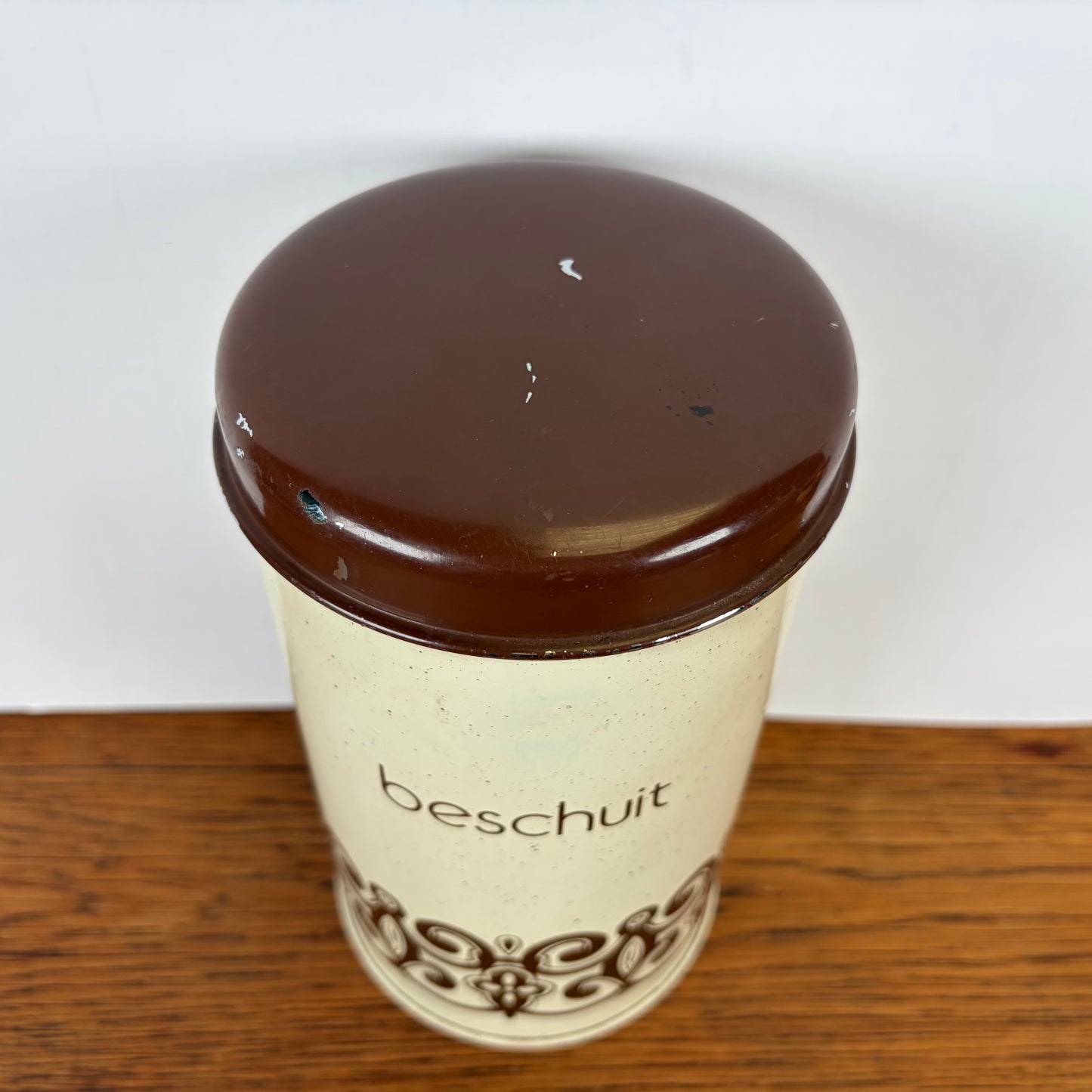 Vintage Brabantia beschuitbus creme bruin