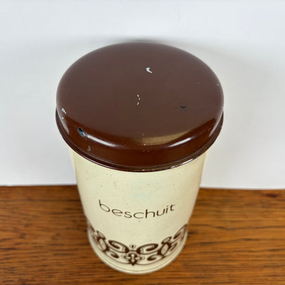 Vintage Brabantia beschuitbus creme bruin