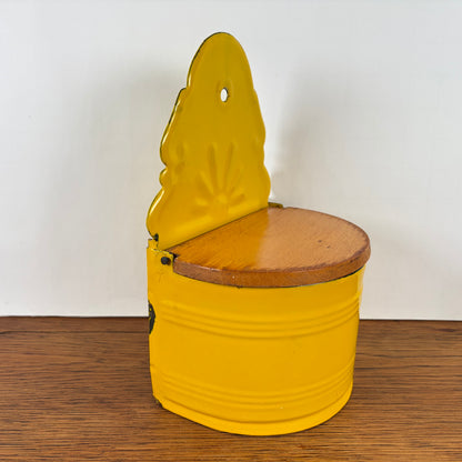 Vintage emaille zoutpot geel