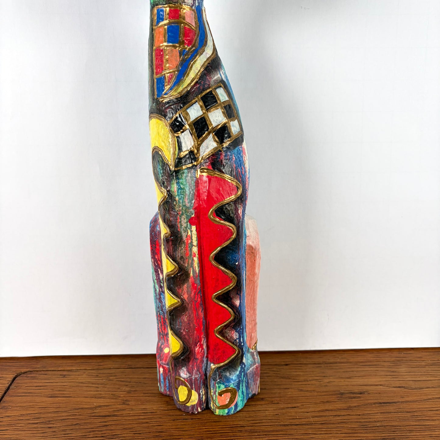 Vintage grote houten gekleurde kat