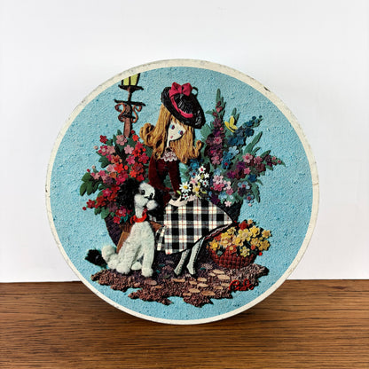 Vintage rond blik bloemendame