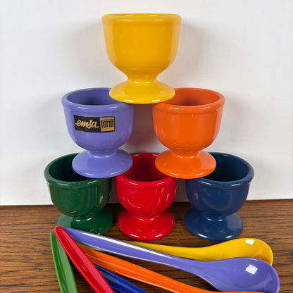 Vintage Emsa eierdopjes met lepeltjes