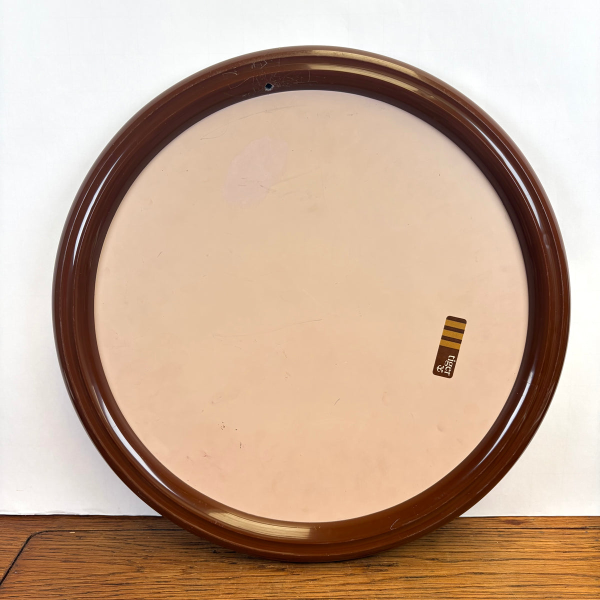 Vintage ronde spiegel bruin kunststof