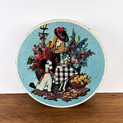 Vintage rond blik bloemendame