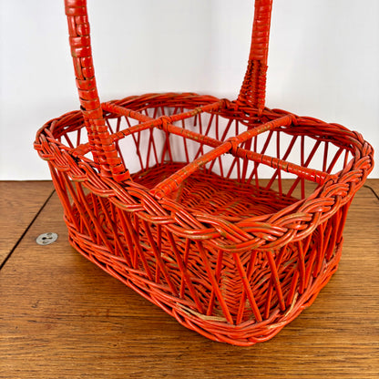 Vintage oranje rieten flessenrek