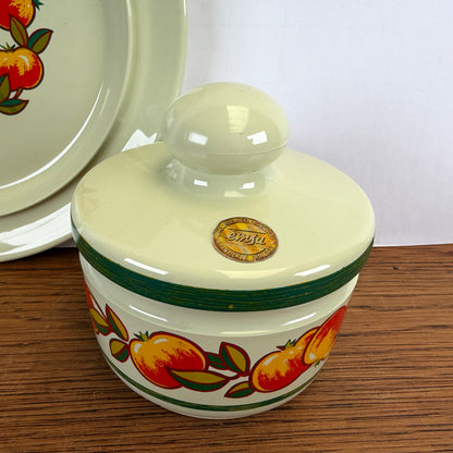 Vintage Emsa bord en potje appelmotief