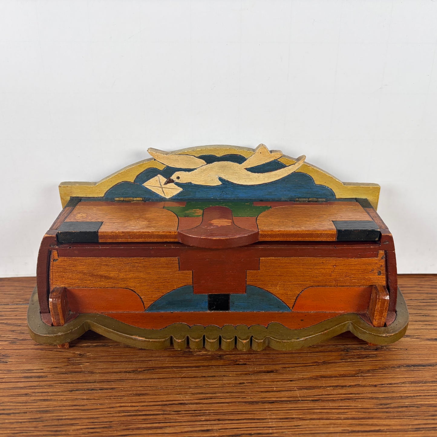 Vintage houten postzegel doosje