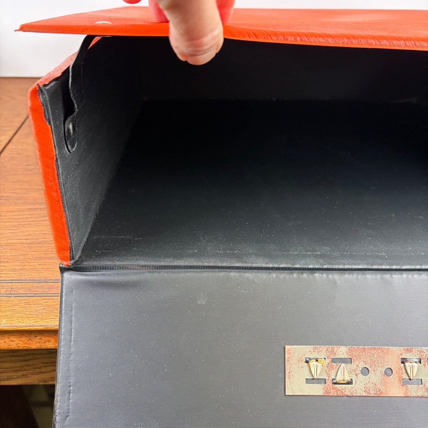 Vintage oranje lp koffer