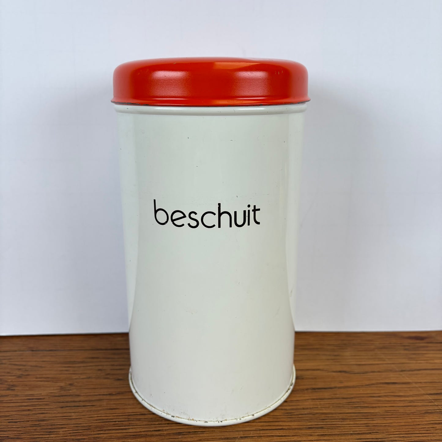 Vintage beschuitbus Brabantia wit oranje