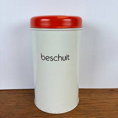Vintage beschuitbus Brabantia wit oranje
