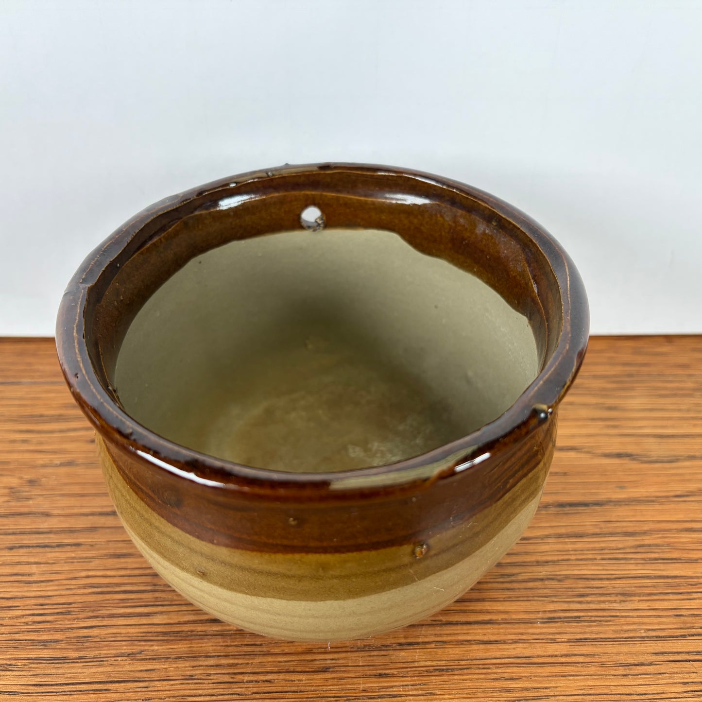 Vintage hangbloempot bruin